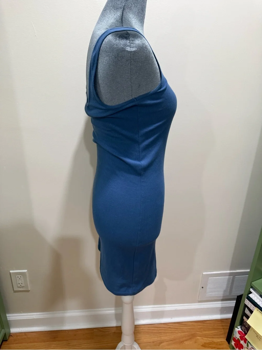 Double Zero Blue Ribbed Tank Dress - Picture 6 of 13